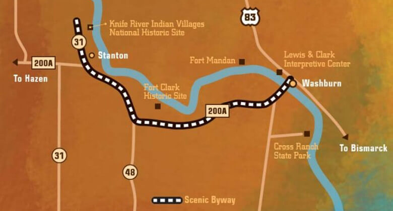 Map of Sakakawea Scenic Byway