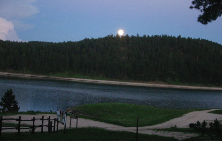 Moon is shining on Deerfield Lake